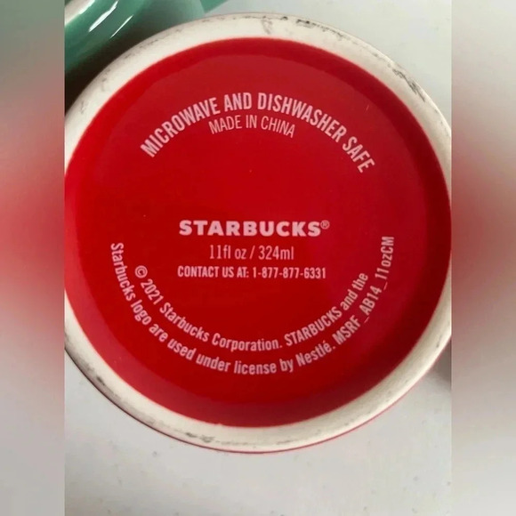 2021 Starbucks 11oz Siren Mermaid Mug Lot‎ of 3! Solid Turquoise Red Like New! - Picture 7 of 8